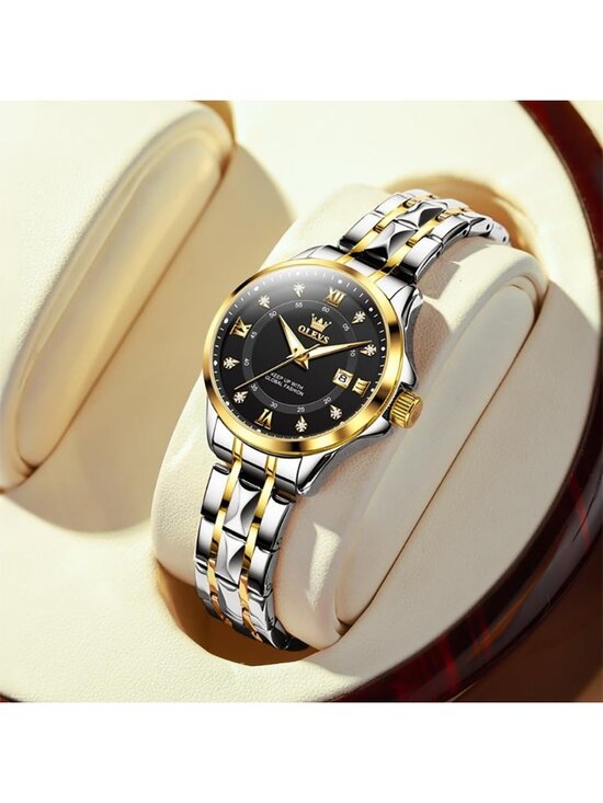Women Silver Gold Analog Quartz Stainless Steel Waterproof Luminous Luxury Watch main image 5
